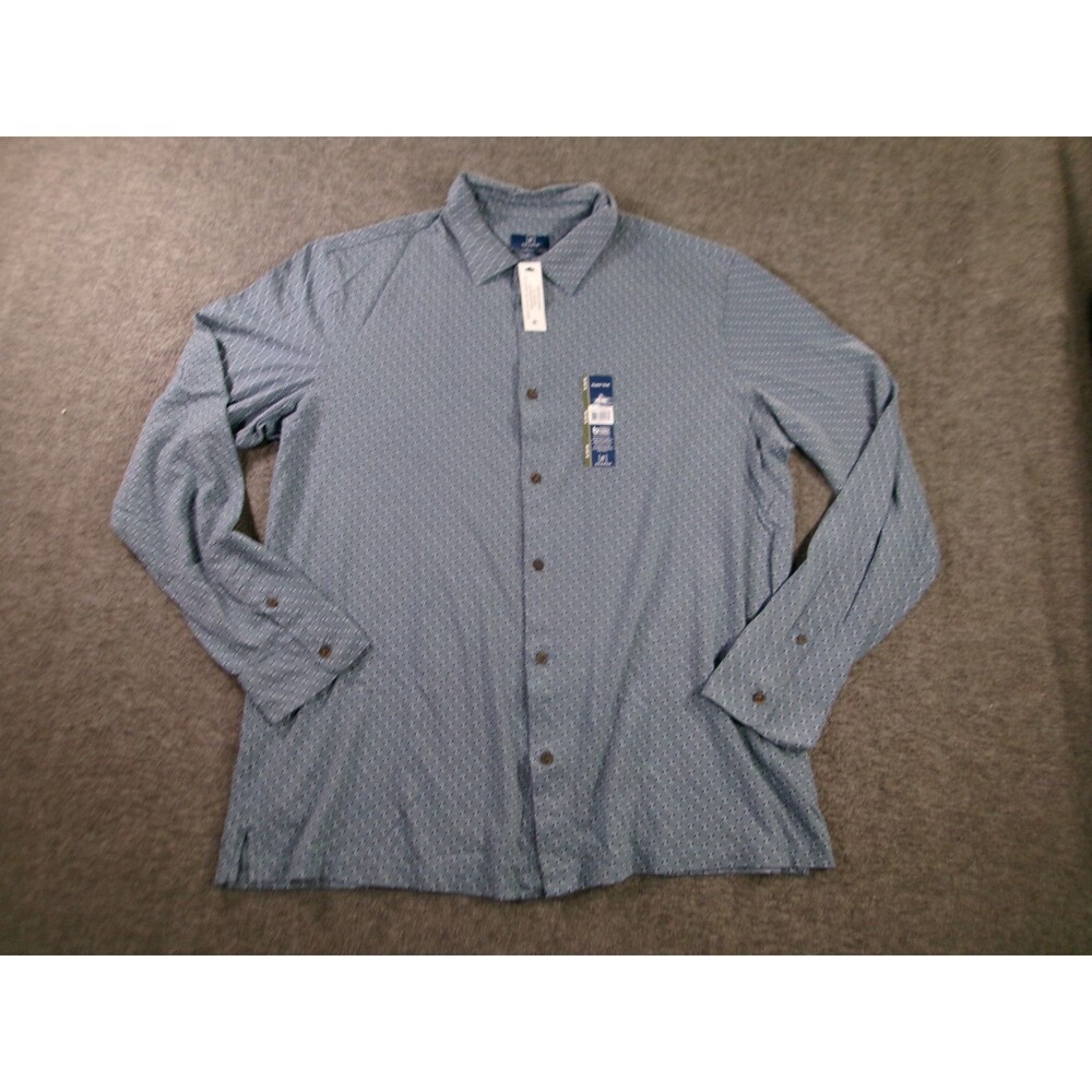 George Shirt Men Extra Large Blue Super Soft Knit Stretch Casual Preppy Office